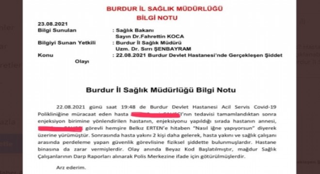 Burdur da sağlık çalışanına saldırı