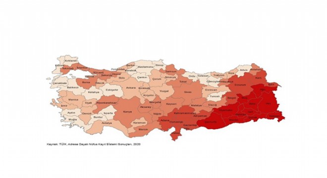 Hanehalkı büyüklüğünün en yüksek olduğu il: Şırnak