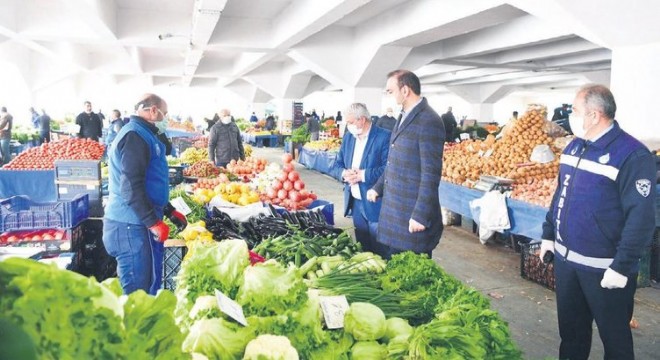 Pazar yerlerine maskeli önlem